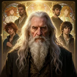 highly detailed portrait of a very old man with long hairs, stephen bliss, unreal engine, fantasy art by greg rutkowski, loish, rhads, ferdinand knab, makoto shinkai and lois van baarle, ilya kuvshinov, rossdraws, tom bagshaw, alphonse mucha, global illumination, radiant light, detailed and intricate environment