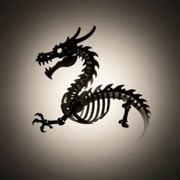 silhouette of a dragon skeleton, backlit, 4 k