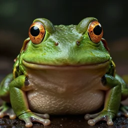 hyperrealistic mixed media image of bullfrog with face info wars alex jones, stunning 3 d render inspired art by xiang duan and thomas eakes, perfect facial symmetry, hyper realistic texture, realistic, highly detailed attributes and atmosphere, dim volumetric cinematic lighting, 8 k octane detailed render, post - processing, masterpiece,