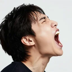 side view of person screaming