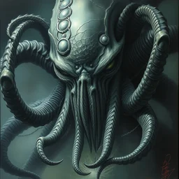 portrait of cthulhu by hr giger, greg rutkowski, luis royo and wayne barlowe, 8 k