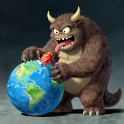 a monster eating 🌎🪐 by james gurney