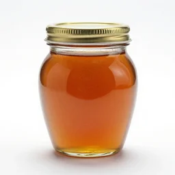 vintage jar of honey, studio product photography, isolated on a pure white background, centered, entire object in frame, sharp focus, soft studio lighting