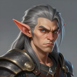 head and shoulder portrait of a young strong goblin fighter with grey hair. d & d character artwork, commission, trending on artstation