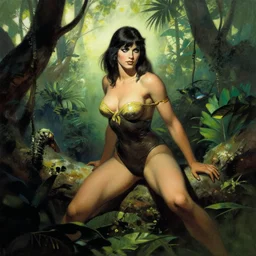 woman in the jungle by frank frazetta