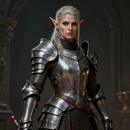 unknown the elder scrolls vi charismatic rugged female high elf portrait clothed in metal - plated battle armour atmospheric lighting painted intricate volumetric lighting, beautiful, sharp focus, ultra detailed by leesha hannigan, ross tran, thierry doizon, kai carpenter, ignacio fernandez rios