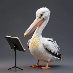 An adorable whimsical pelican conducting an orchestra, highly detailed, digital painting, artstation, concept art, smooth, sharp focus, studio light, by Pixar and Disney and Justin Gerard,