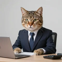 cat in a suit doing business as an Accountant, very detailed, 8k Resolution, Studio Quality lighting, trending on artstation