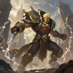 amazinglong shot of galio from league of legends protecting new york, deiv calviz, splash art, natural light, elegant, intricate, fantasy, atmospheric lighting, by greg rutkowski, league of legends splash art, hd wallpaper, ultra high details