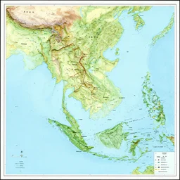 map of mainland southeast asia, zoom in burma thailand laos cambodia and vietnam, 1 7 th century, high accuracy, based on geographical map,