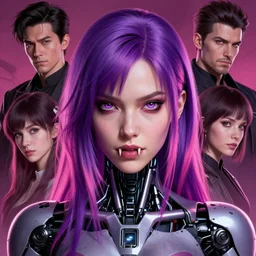 cyborg girl with fangs, purple and pink hair, realistic shaded lighting poster by ilya kuvshinov katsuhiro otomo, magali villeneuve, artgerm, jeremy lipkin and michael garmash and rob rey