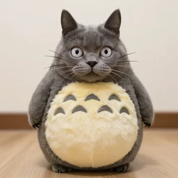 a cat wear a totoro costume