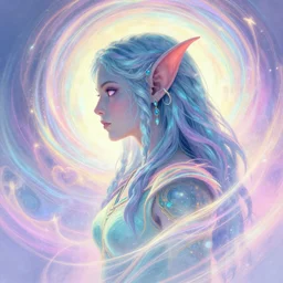 side portrait, female half - troll druid, gloomhaven, luminescent, colorful swirly magic ripples, pastel colors, by greg manchess, huang guangjian, gil elvgren, sachin teng, greg rutkowski, jesper ejsing, ilya kuvshinov