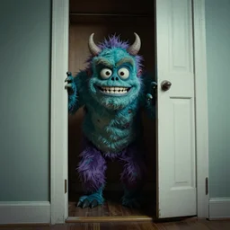 a monster emerging from a closet