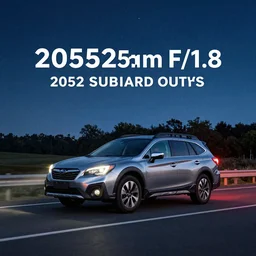 official promo photo for the 2 0 5 2 subaru outback, driving down a kentucky highway at night, stars in the sky, 2 5 mm f / 1. 8 film grain