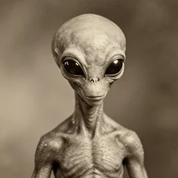 vintage photograph of a portrait alien, sepia