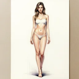 full body sketch of a beautiful young woman, perfect anatomy, full body, watercolor background, pencil art, ink and pencil, hyperrealistic, hyperdetailled, digital art, greg rutkowski, artstation, 8 k, beautiful drawing, paper texture, spray paint, watercolors