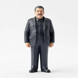 small glitter plastic figurine of stalin, white background, full body portrait, 3d render