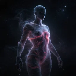 Space, Humanoid made of nebula, cinematic, concept art, celestial, dark star