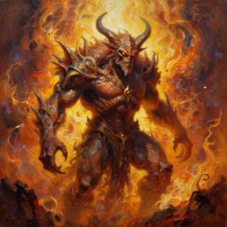 an abstract oil painting of Balrog of Moria; swirling sheets of light and fire; hyper-detailed; an extraordinary masterpiece!!!; flawless; trending on artstation