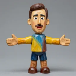 !!! john oliver!!! as a puppet, wood - carving, colorful,