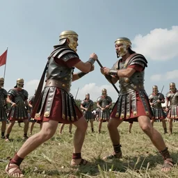 gopro footage of a roman soldier fighting a dacian soldier, detailed, video footage, 4 k, amazing details, digital photography, clear anatomy, cinematic shot, amazing light