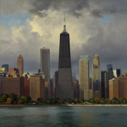 chicago skyline, painted by hudson river school, dramatic lighting, artstation