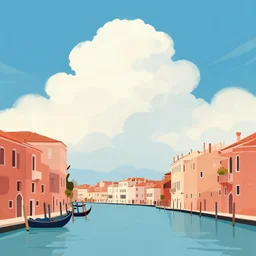 a canal in venice, minimalist vector illustration, bokashi sky, digital painting, voluminous clouds, trending on dribbble, trending on behance, by anton fadeev, by alena aenami, by david hockney