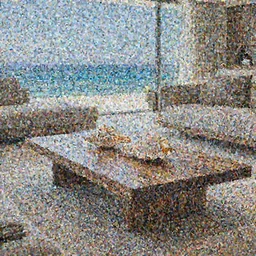A modern living room inspired by the ocean, a luxurious wooden coffee table with large seashells on it, amazing detail, 8k resolution, blue color, calm, relaxed style, harmony, wide angle shot