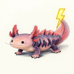 a drawing of an axolotl with a lightning bolt earring