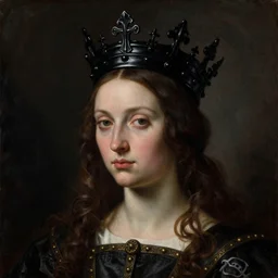 The portrait of Lady in black wax crown by Titian, dark fantasy, witcher, very detailed oil painting in the alla prima style, masterpiece, 8k