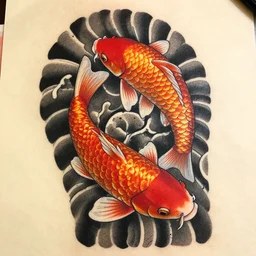 amazingly detailed japanese koi fish tattoo