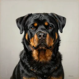 an award winning anamorphosis portrait painting of a rottweiler dog, inspired by lise deharme, albrecht durer, abstract art, hyper detailed ultra sharp photorealistic portrait