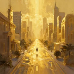 The Golden Way, digital painting, artstationHQ