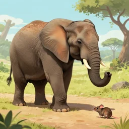 a elephant scared of a mouse