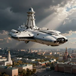 space ship moscow, fantasy art, city landscapes, city photos, trending of artstation