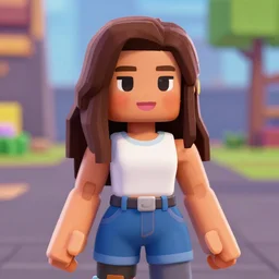 blocky attractive woman with robloxian feautures
