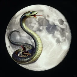 The moon being eaten by a serpent, by Salvador Dali