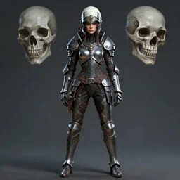 gorgeous girl as a realistic scifi cyberpunk knight, full body art by donato giancola and greg rutkowski, realistic face, digital art, trending on artstation, skull helmet, symmetry!!!
