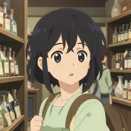 anime visual, portrait of a young female traveler in a alchemist's potion shop interior shopping, cute face by ilya kuvshinov, yoshinari yoh, makoto shinkai, katsura masakazu, dynamic perspective pose, detailed facial features, kyoani, rounded eyes, crisp and sharp, cel shad, anime poster, ambient light