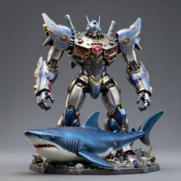 very powerful shark and whale mystical statue robot, highly detailed, 8 k, masterpiece, super resolution.