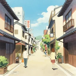 ido period street, japanese illustration