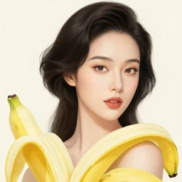 the portrait of an absurdly beautiful, graceful, elegant, and sophisticated woman made of bananas and petals, an ultrafine detailed illustration by kim jung gi, irakli nadar, rossdraws, intricate linework, bright colors, final fantasy, behance contest winner, angular, unreal engine 5 highly rendered, global illumination, radiant light, detailed and intricate environment