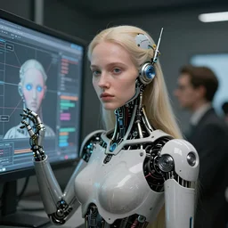 a portrait of cyborg princess jacked into a man-machine interface by Jan van Eyck