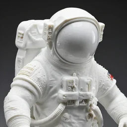 real delicate ceramic porcelain sculpture of an astronaut wearing helmet with parisian ornaments, detailed on an intricate white surface by victo ngai and takato yamamoto, micro detail, subsurface scattering, translucent, thin porcelain, octane renderer, white color, physically based rendering, trending on cgsociety