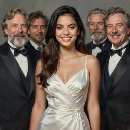 portrait of beautiful happy young ana de armas wearing a beautiful silky white dress, painted by greg rutkowski, stanley artgerm, igor kieryluk, coherent, hyper realistic