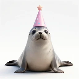 seal wearing birthday hat