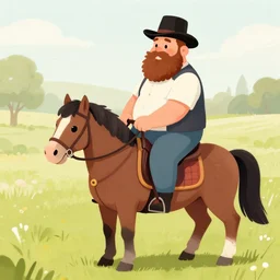 fat neckbeard riding a horse that is too small for him