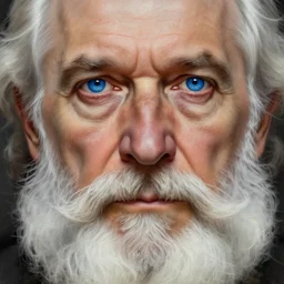 Old man, open blue eyes, bushy white beard, digital painting, lots of details, extremely detailed, 4k, intricate, brush strokes, Mark Arian, Artgerm, Bastien Lecouffe-Deharme