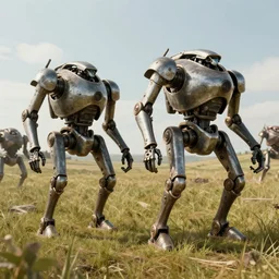 1920's battle in the countryside between bipedal mechs, octane render, 8k